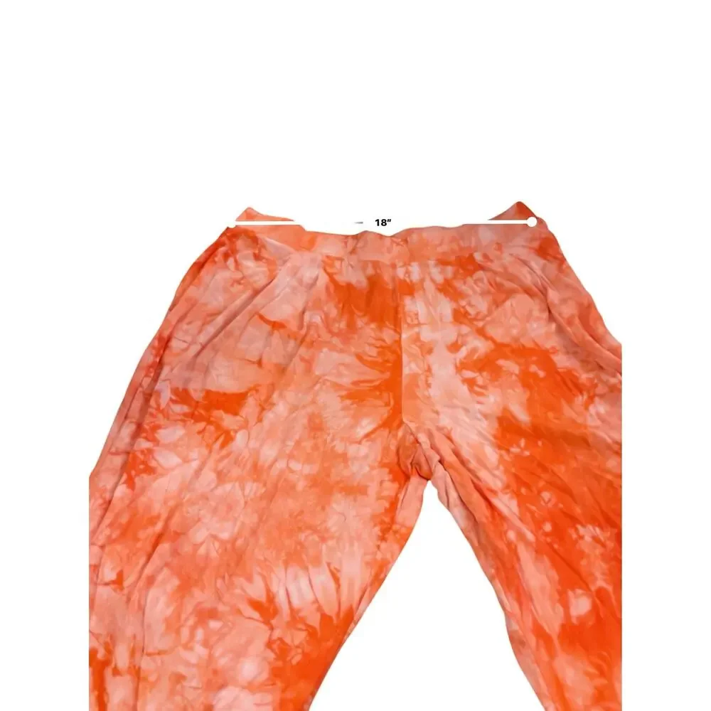 F2F Orange Tie-Dye Off-Shoulder Ruffle Crop Top Wide-Leg Pant Co-Ord Set NWT 2X